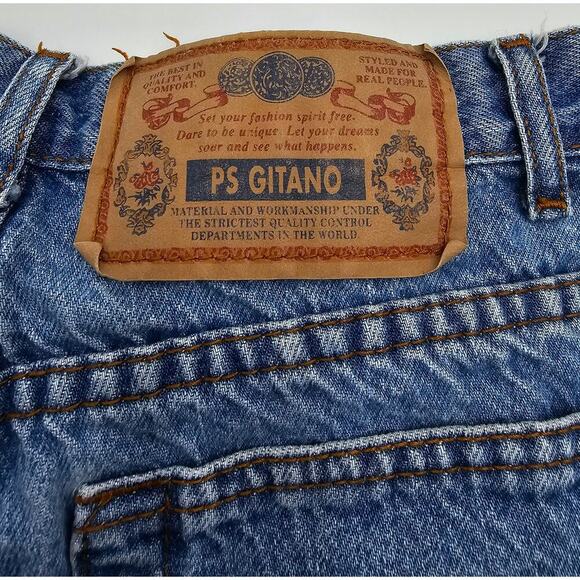 Vtg 90s PS Gitano Women's 8 High-Waist Button Fly Detail Denim Blue Shorts - Picture 3 of 10